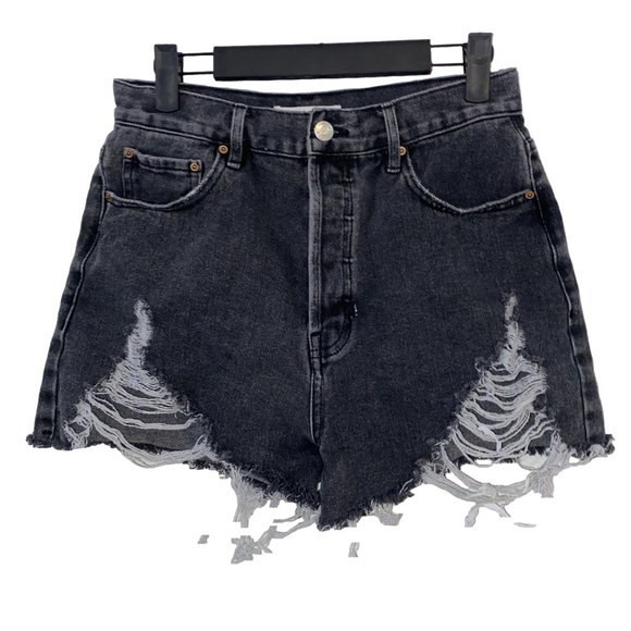 Pacsun Pants - Women's Pacsun Ultra High Rise Vintage Denim Shorts Size 28 Black Distressed